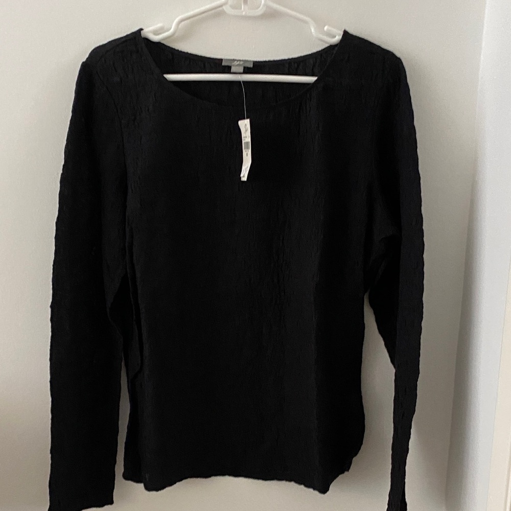 J Jill Women’s Black Long-Sleeve Textured Top